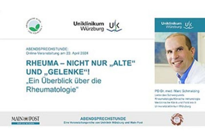 Vorschaubild Vortrag von PD Dr. Schmalzing zum Thema: Rheuma: Ein Überblick über die Rheumatologie