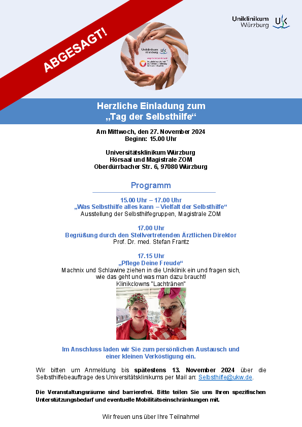Veranstaltung Tag der Selbsthilfe Absage