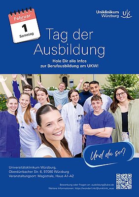 Plakat zum Tag der Ausbildung mit Bildern von jungen Auszubildenden 