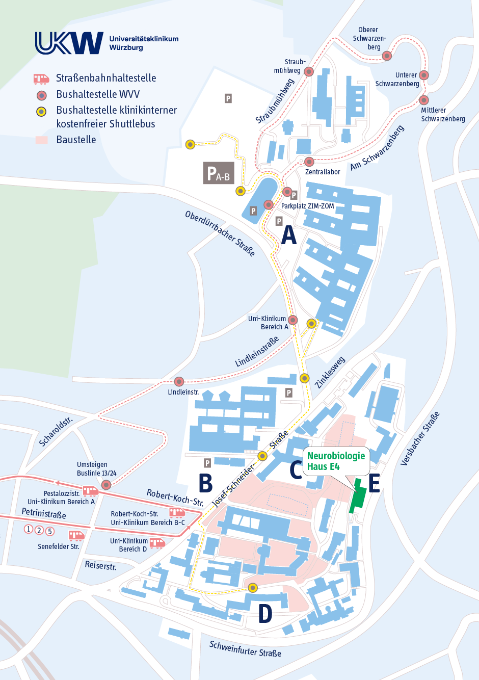Lageplan des Instituts für Klinische Neurobiologie