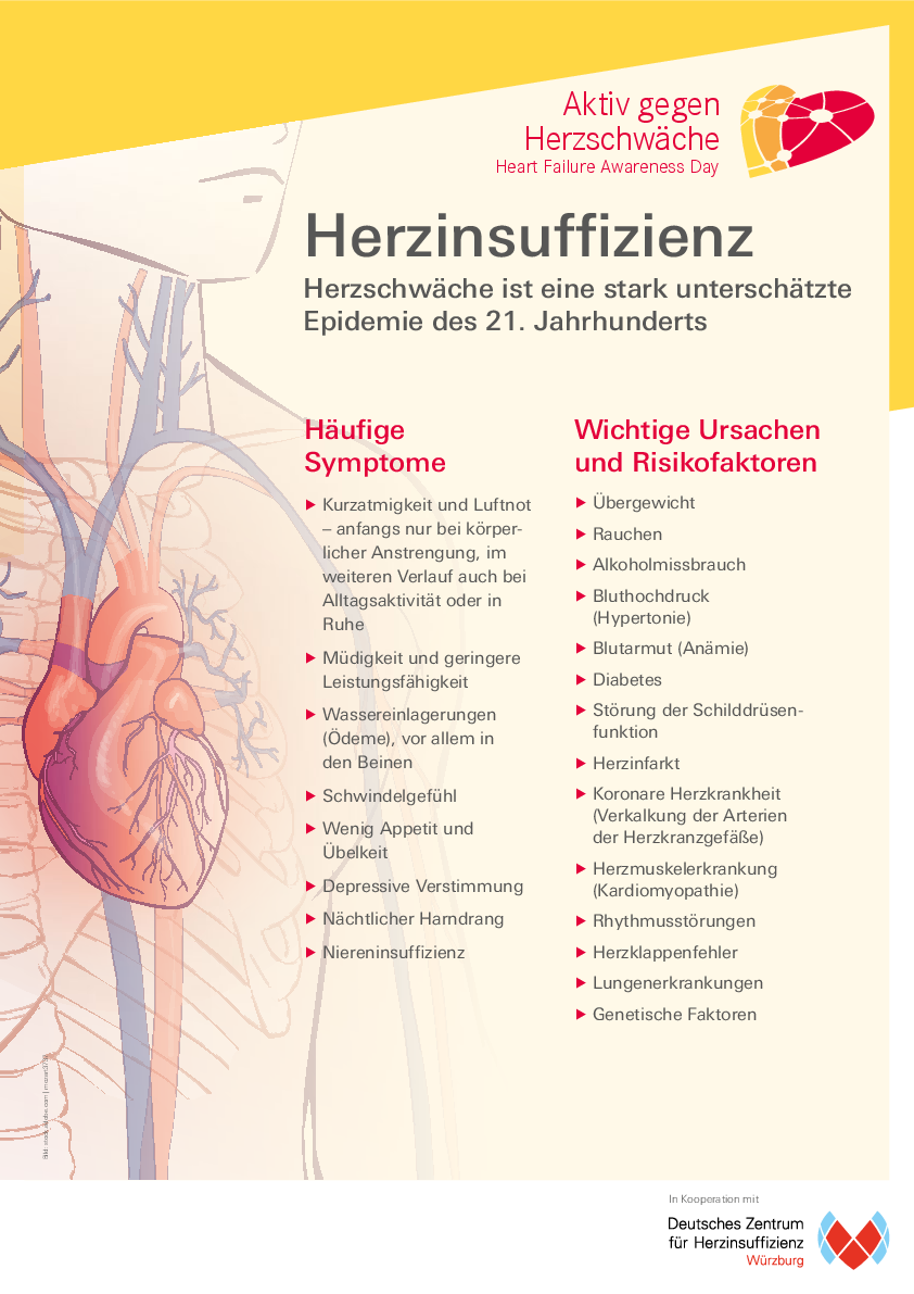 Poster über Symptome, Ursachen und Risiken.