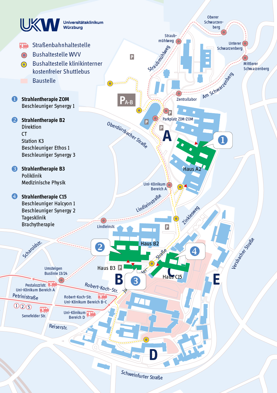 Lageplan der Strahlentherapie