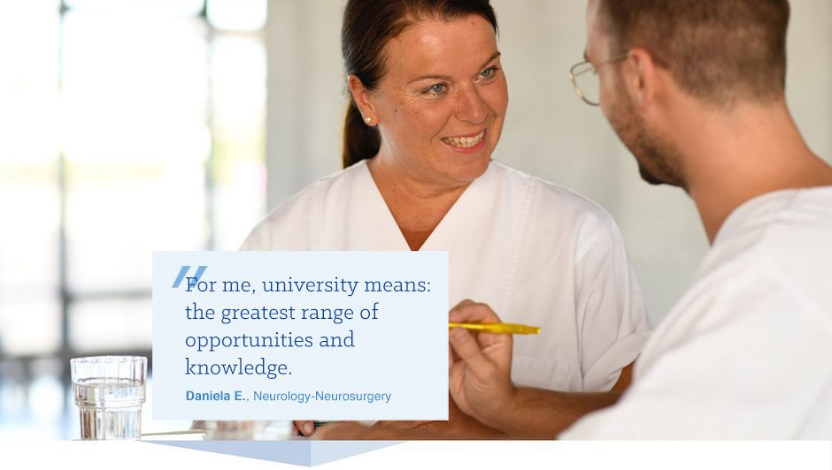 Nurse Daniela E.: For me, university means: the greatest range of opportunities and knowledge.