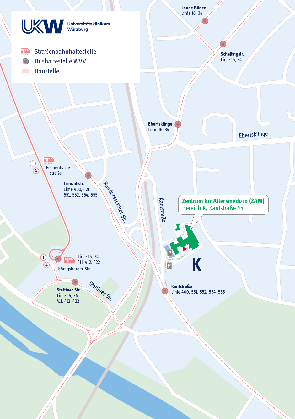 Lageplan Zentrum für Altersmedizin, Kantstraße 45