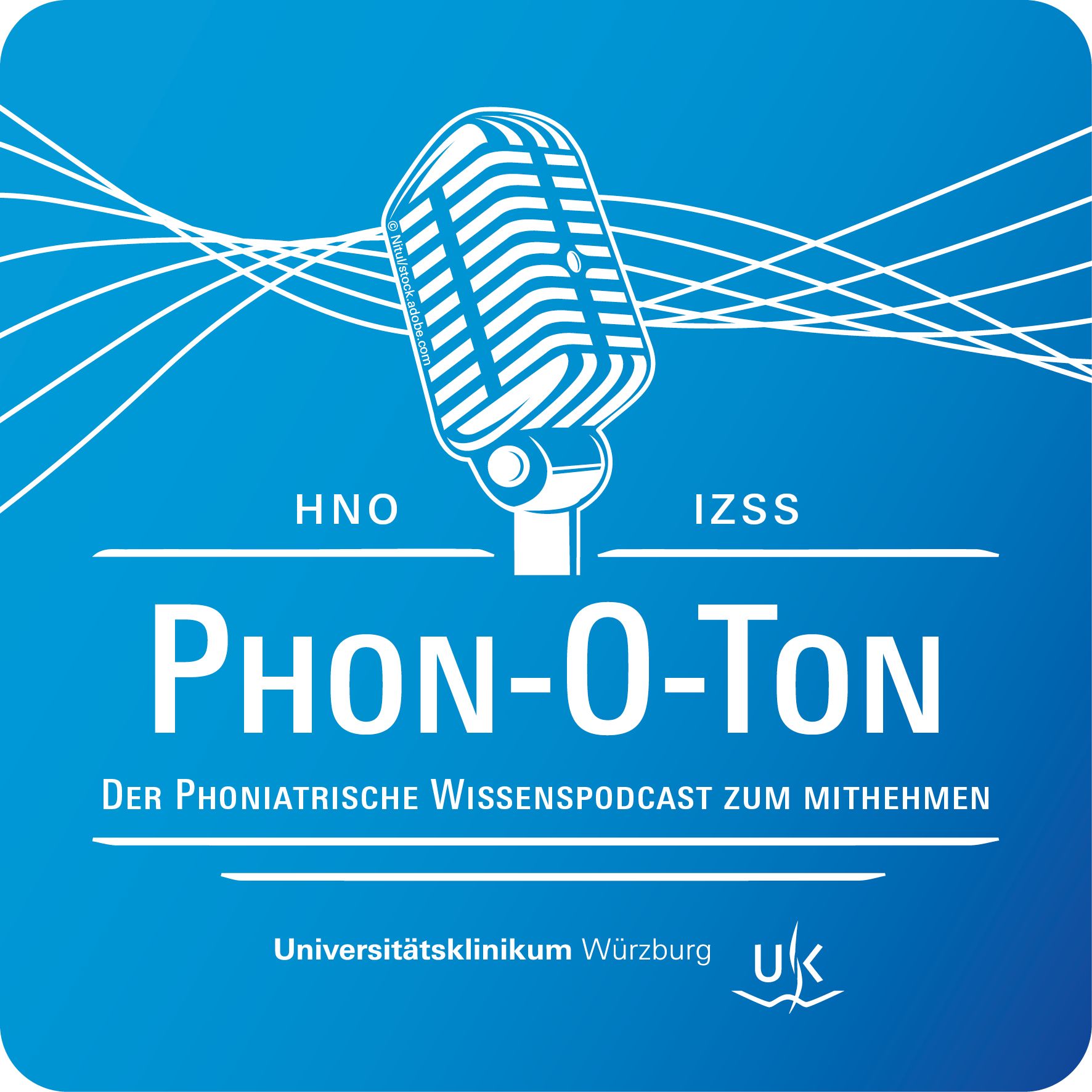 Logo Phon-O-Ton, der phoniatrische Wissenspodcast des IZSS zum Mitnehmen