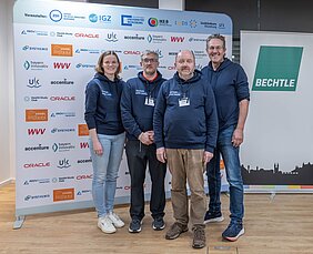 Das Organisationsteam (v.l.): Miriam Schlüter, Rüdiger Pryss, Gerhard Frank, Christian Andersen; Denise Hiebl ist nicht im Bild. Bild: Jörg Fuchs, UKW