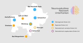 Am Neurovaskulären Netzwerk Unterfranken beteiligte Kliniken in der Region.