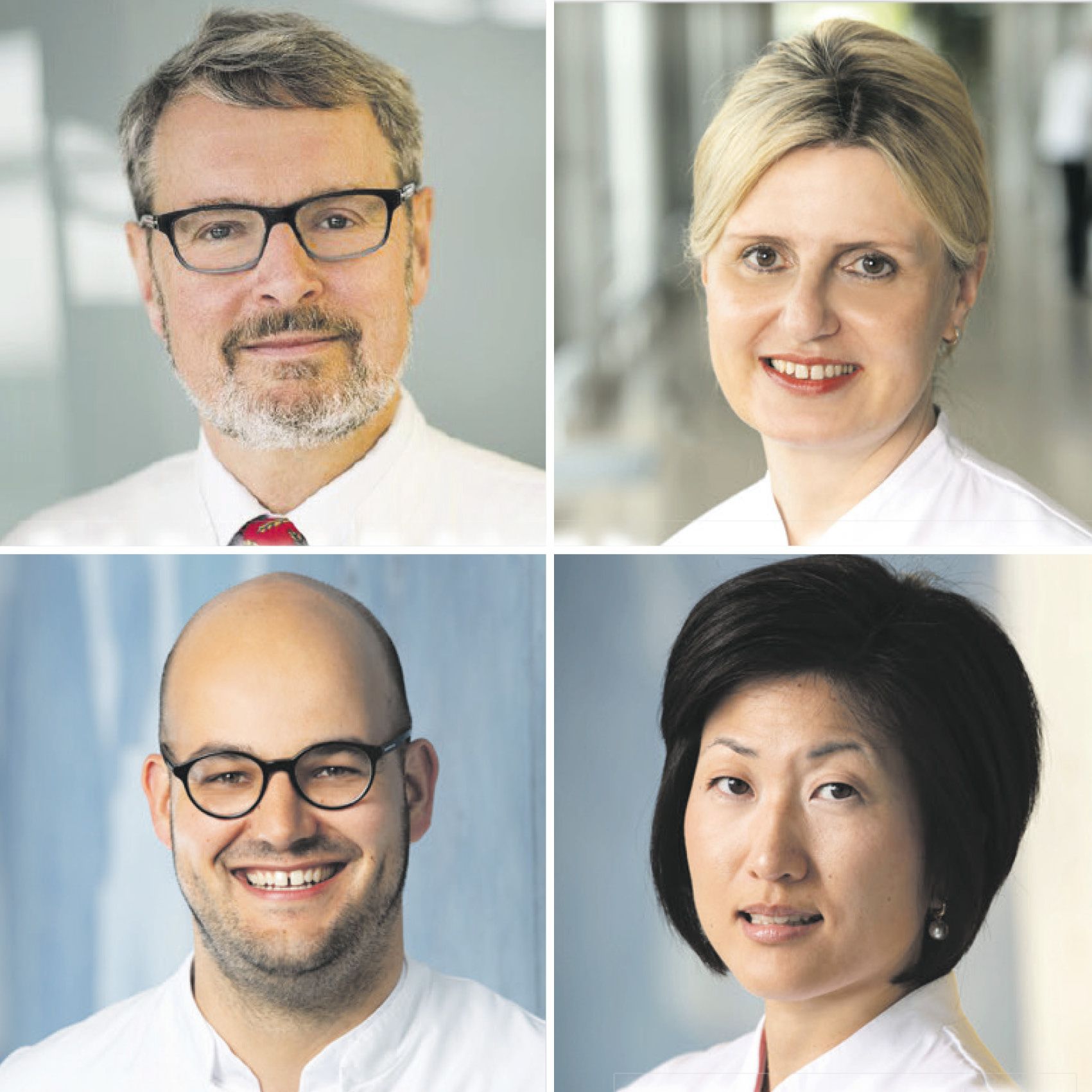 Prof. Dr. Michael Scheurlen, Privatdozentin Dr. Katica Krajinovic, Dr. Sven Flemming und Privatdozentin Dr. Mia Kim (von links oben nach rechts unten) sind die Referent/innen der Abendsprechstunde zu chronisch entzündlichen Darmerkrankungen am 13. Februar 2019.