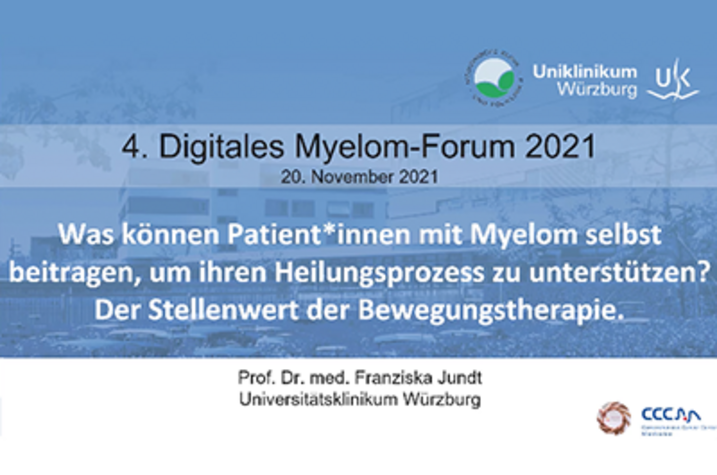 Vorschaubild 4. Digitales Myelom Forum – Was können Patient*innen mit Myelom selbst beitragen, um ihren Heilungsprozess zu unterstützen? (Prof. Dr. med. Franziska Jundt)