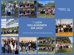 Collage von Azubis aus verschiedenen Berufen und Studiengängen am UKW