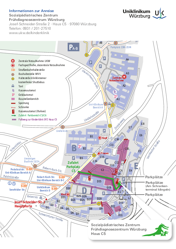 Lageplan des Frühdiagnosezentrums / Sozialpädiatrischen Zentrums