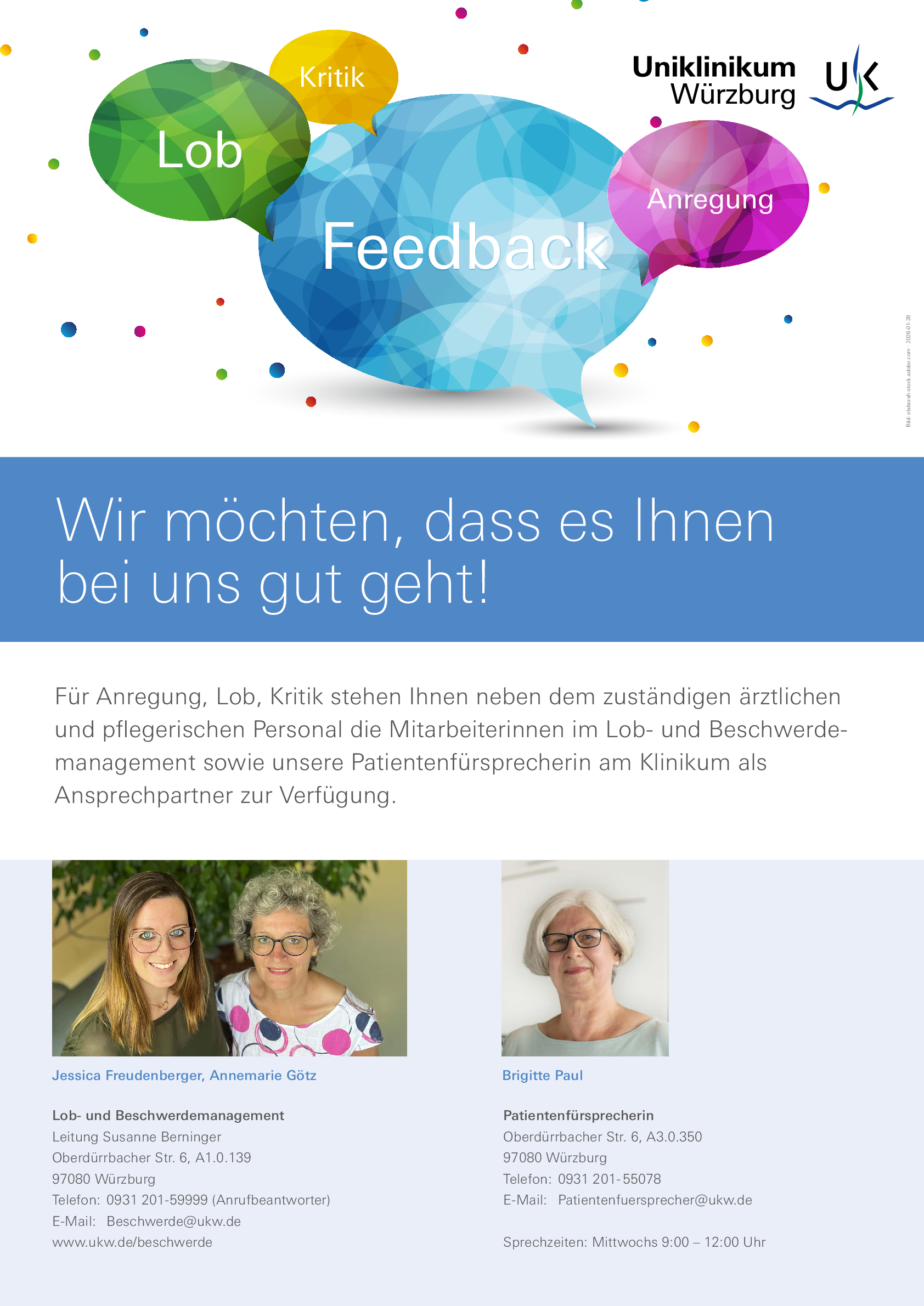 Infoplakat der Stabstelle für Beschwerdemanagement