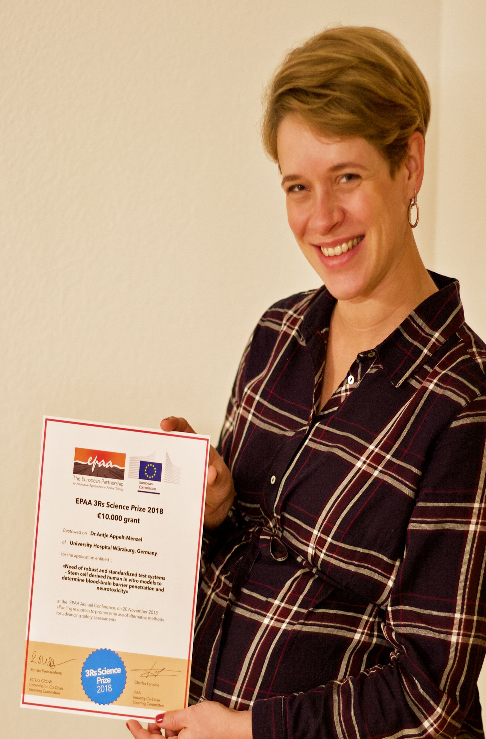 Dr. Antje Appelt-Menzel, die Preisträgerin des 3R Science-Preises 2018. 