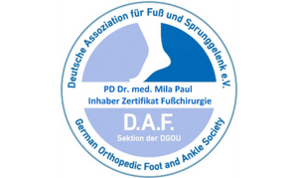 Zertifikat Fußchirurgie PD Dr. med. Mila Paul