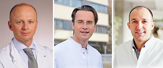 Prof. Dr. Hubert Kübler, Dr. Arkadius Kocot und Prof. Dr. Georgios Gakis (von links) von der Klinik und Poliklinik für Urologie und Kinderurologie des Uniklinikums Würzburg
