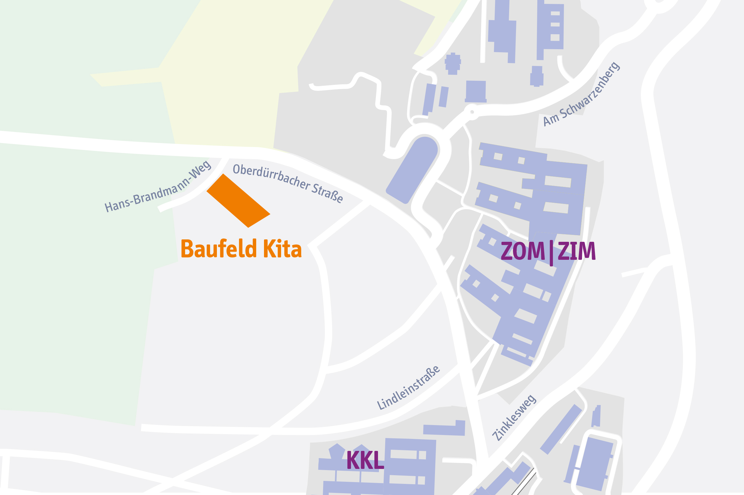 Die geplante Tagesstätte liegt nahe zu den Zentren für Operative und Innere Medizin und zum Erweiterungsgelände Nord des Uniklinikums Würzburg.