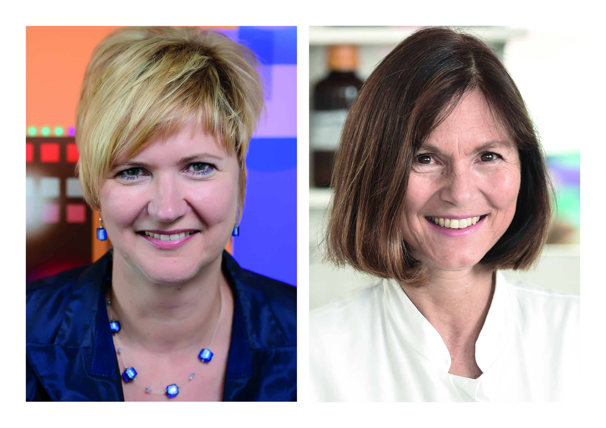 Zu sehen sind die Porträts der beiden Forscherinnen: Andrea Kübler links und Claudia Sommer rechts. 