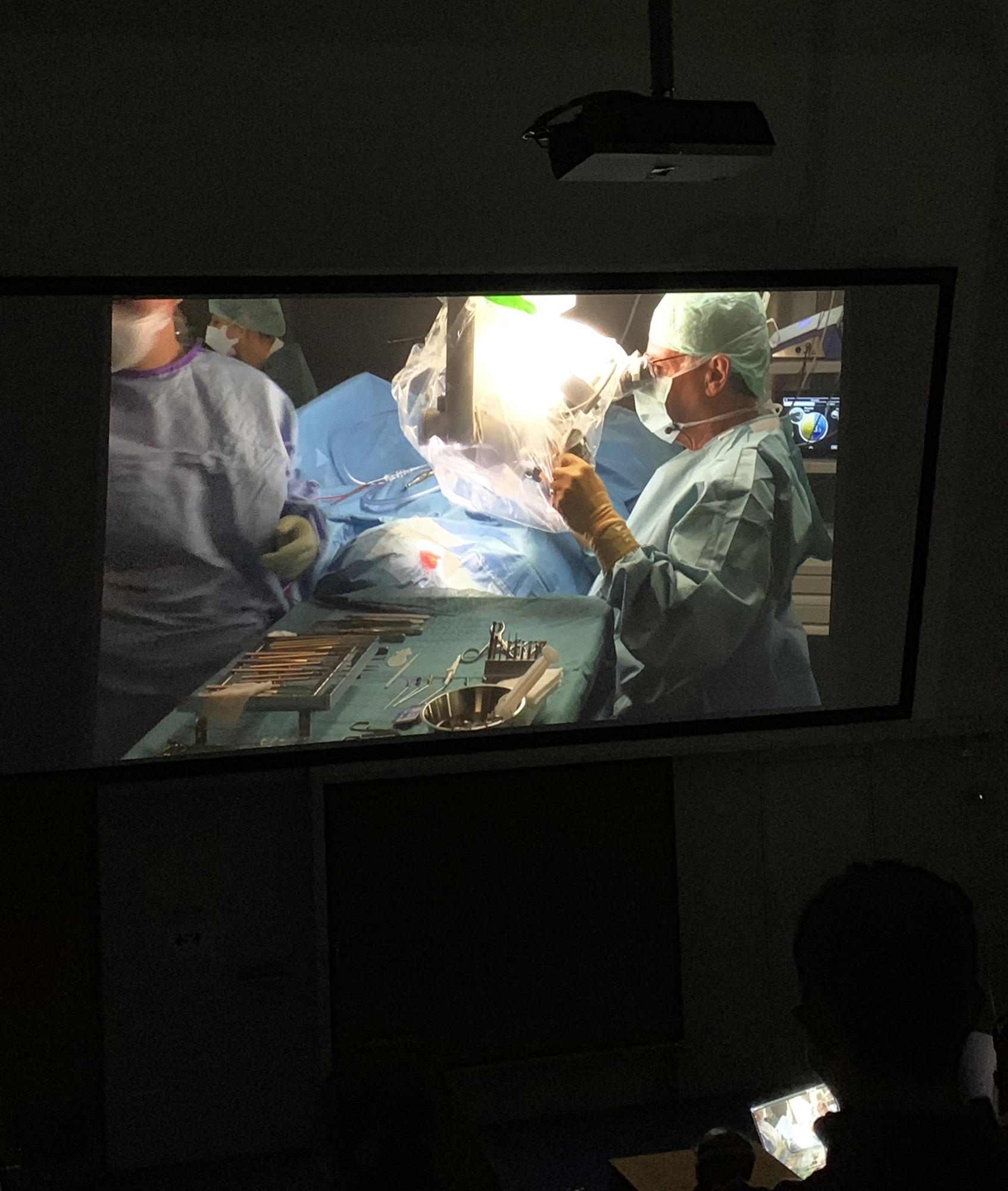 Beim diesjährigen Mikrochirurgischen Mittelohr-Kurs konnten die Teilnehmerinnen und Teilnehmer im Hörsaal auch wieder den Klinikdirektor Prof. Dr. Rudolf Hagen bei der Durchführung einer OP live beobachten.