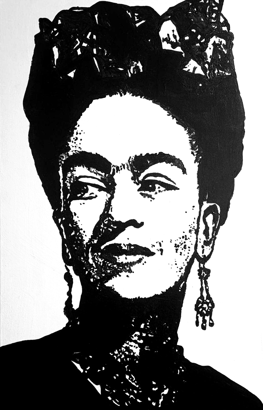 Philipp Rau stellt Gemälde mit Porträts berühmter Künstlerinnen und Künstler aus – zum Beispiel Frida Kahlo.