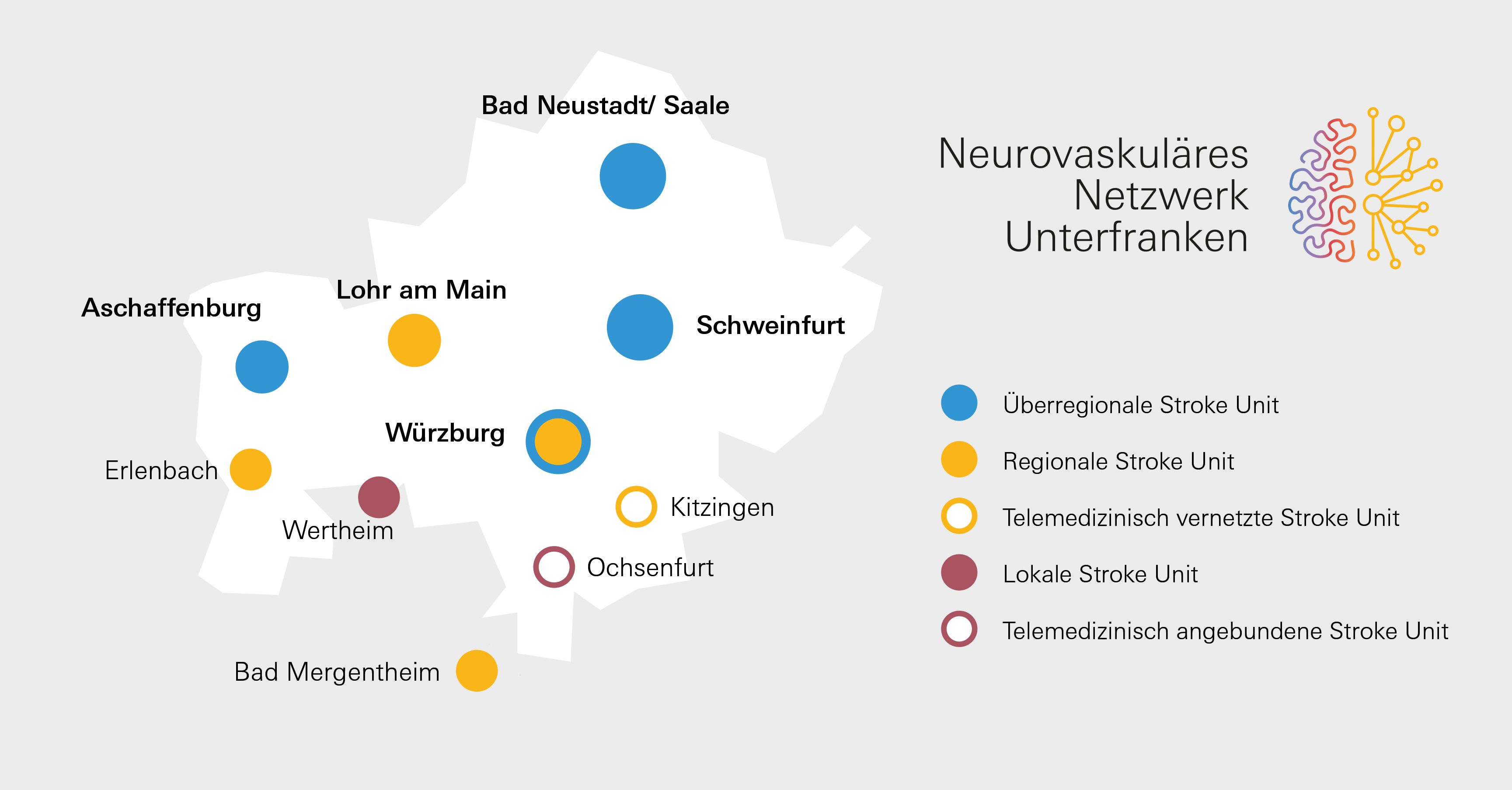 Karte Neurovaskuläres Netzwerk Unterfranken