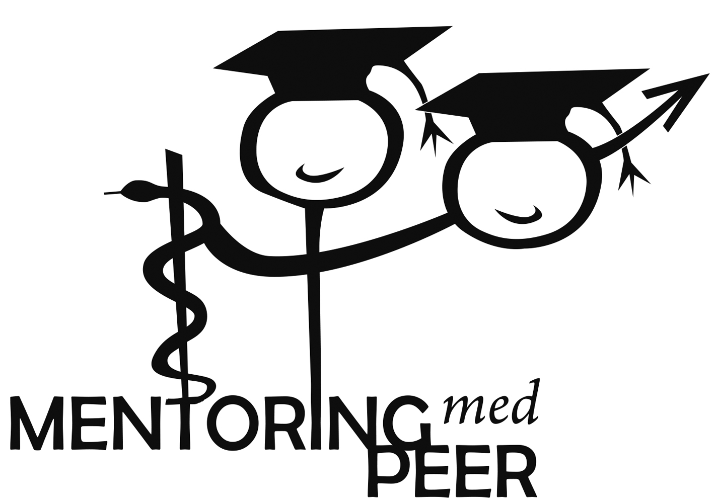 Das Logo besteht aus einem weißem Hintergrund auf dem der Name des Karriereprogramms im unteren Teil und zwei Strichmännchen mit einem Dr. Hut auf dem Rest der Fläche in schwarz zu sehen sind. Eines der Strichmännchen hält außerdem einen Äskulapstab in der Hand.