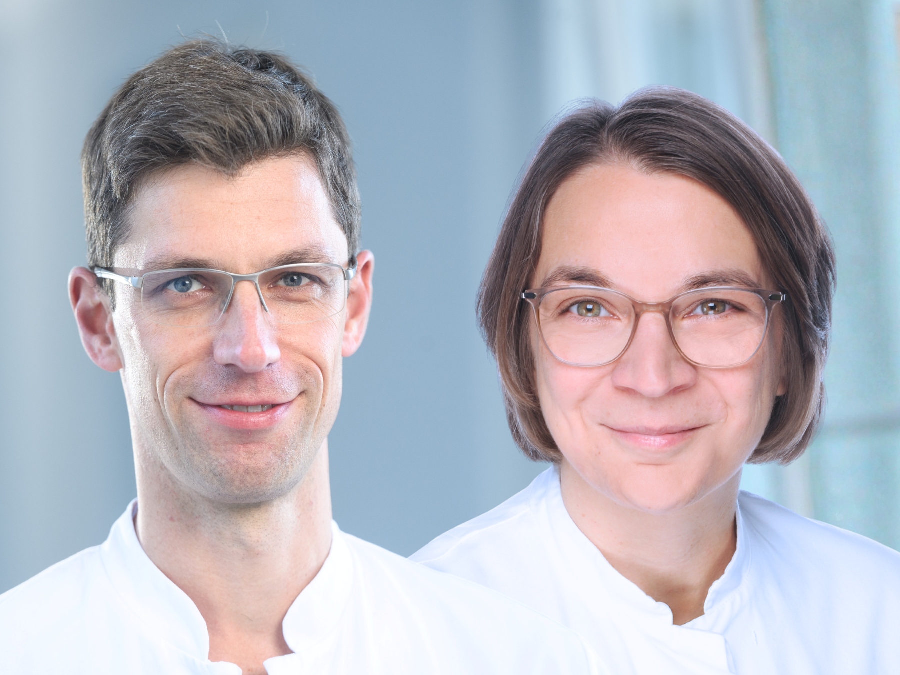 Collage der Porträts von Meybohm und Benstöm, beide in weißen Kitteln 