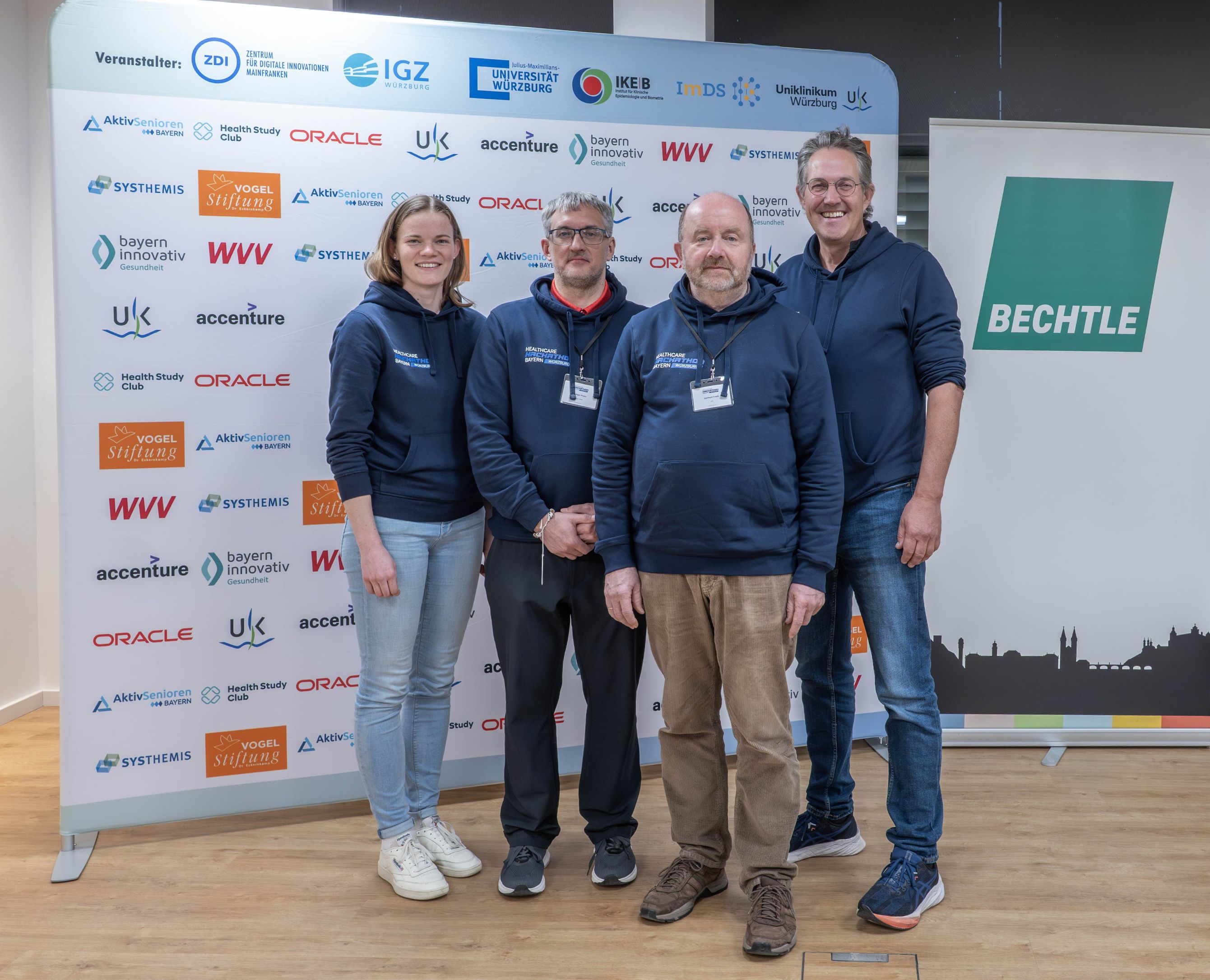 Das Organisationsteam (v.l.): Miriam Schlüter, Rüdiger Pryss, Gerhard Frank, Christian Andersen; Denise Hiebl ist nicht im Bild. Bild: Jörg Fuchs, UKW