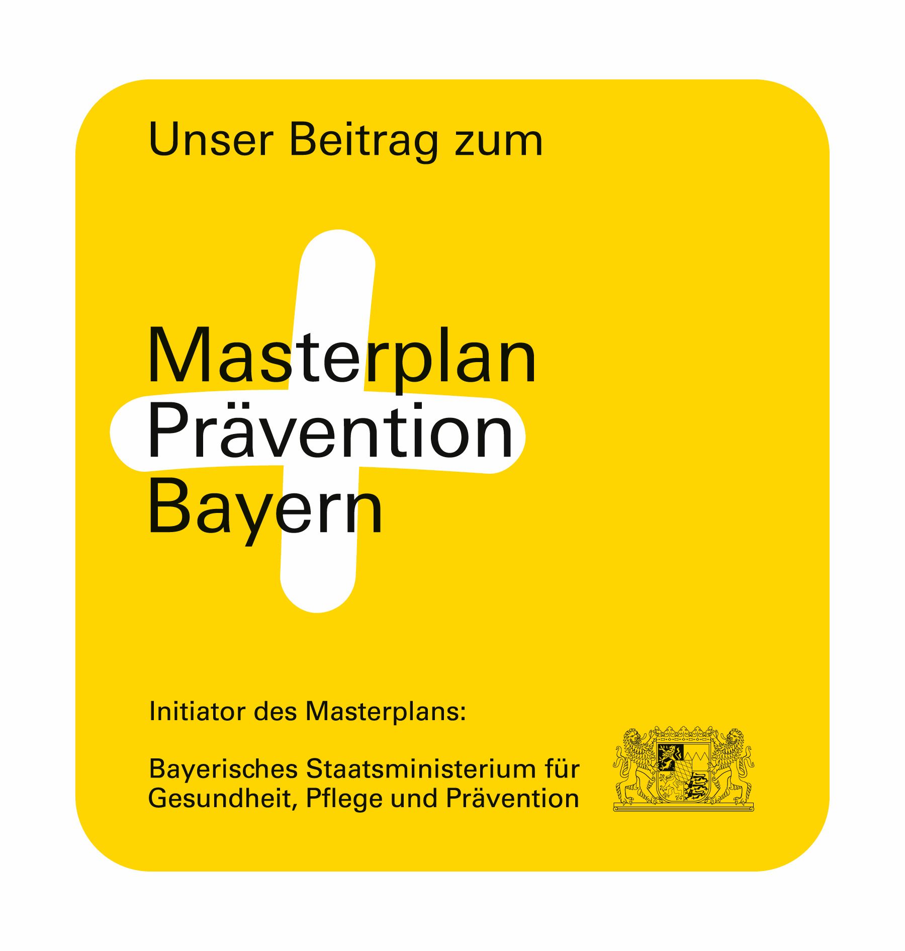 Die vom Freistaat geförderte Initiative des UKW ergänzt den bayerischen Masterplan Prävention. Logo: Bayerisches Staatsministerium für Gesundheit, Pflege und Prävention.