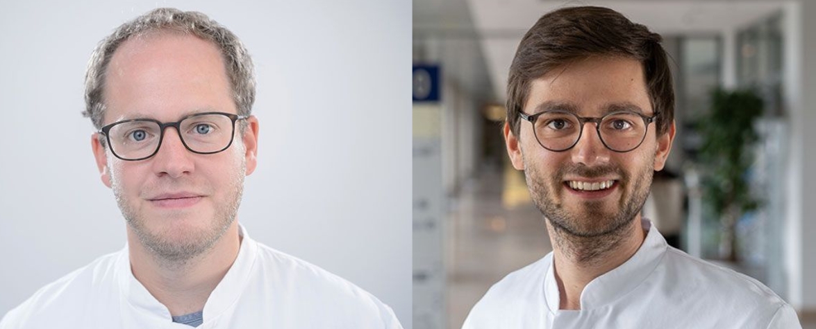 Endokrinologie_Dischinger_Kloock Collage aus zwei Porträts der beiden Hauptautoren im weißen Kittel.